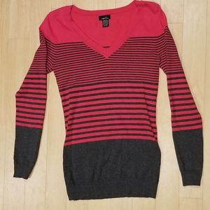 RUE 21 red and gray striped sweater.